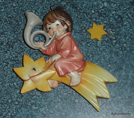 "Heavenly Melody" Anri Toriart Ferrandiz Child On Shooting Star Playing Horn Christmas Ornament - Made In Italy!