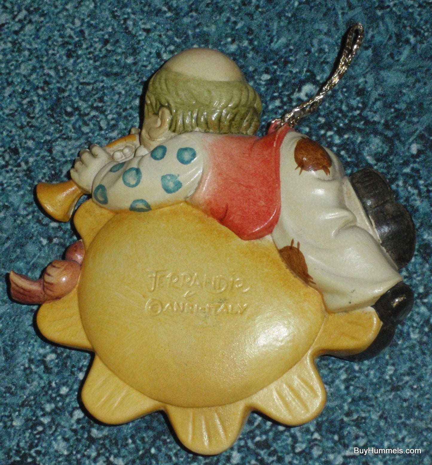 "Happy" Anri Ferrandiz Toriart Christmas Ornament #624-240 Clown Playing Trumpet On The Sun