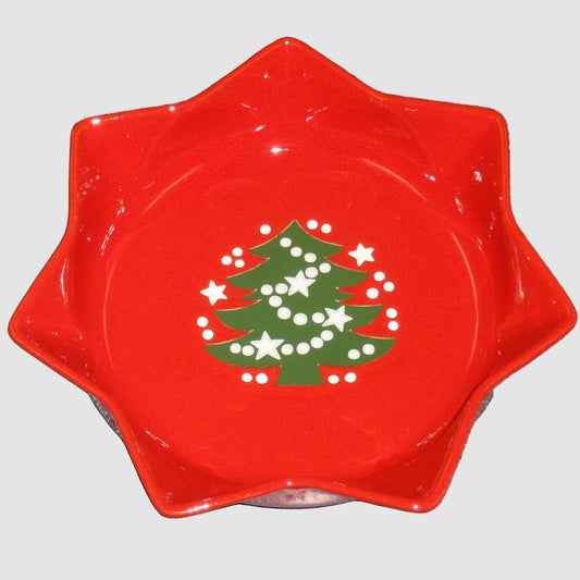 Waechtersbach West Germany Christmas Tree Star Burst Shaped Serving Dish 10 Inch Red Ceramic Holiday Bowl