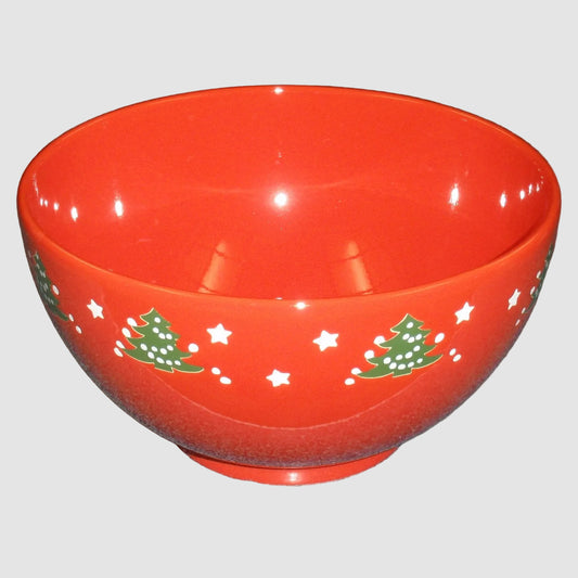 Waechtersbach Christmas Tree Stars Footed Popcorn Serving Bowl 7.5 Inch Red Ceramic Holiday Dinnerware