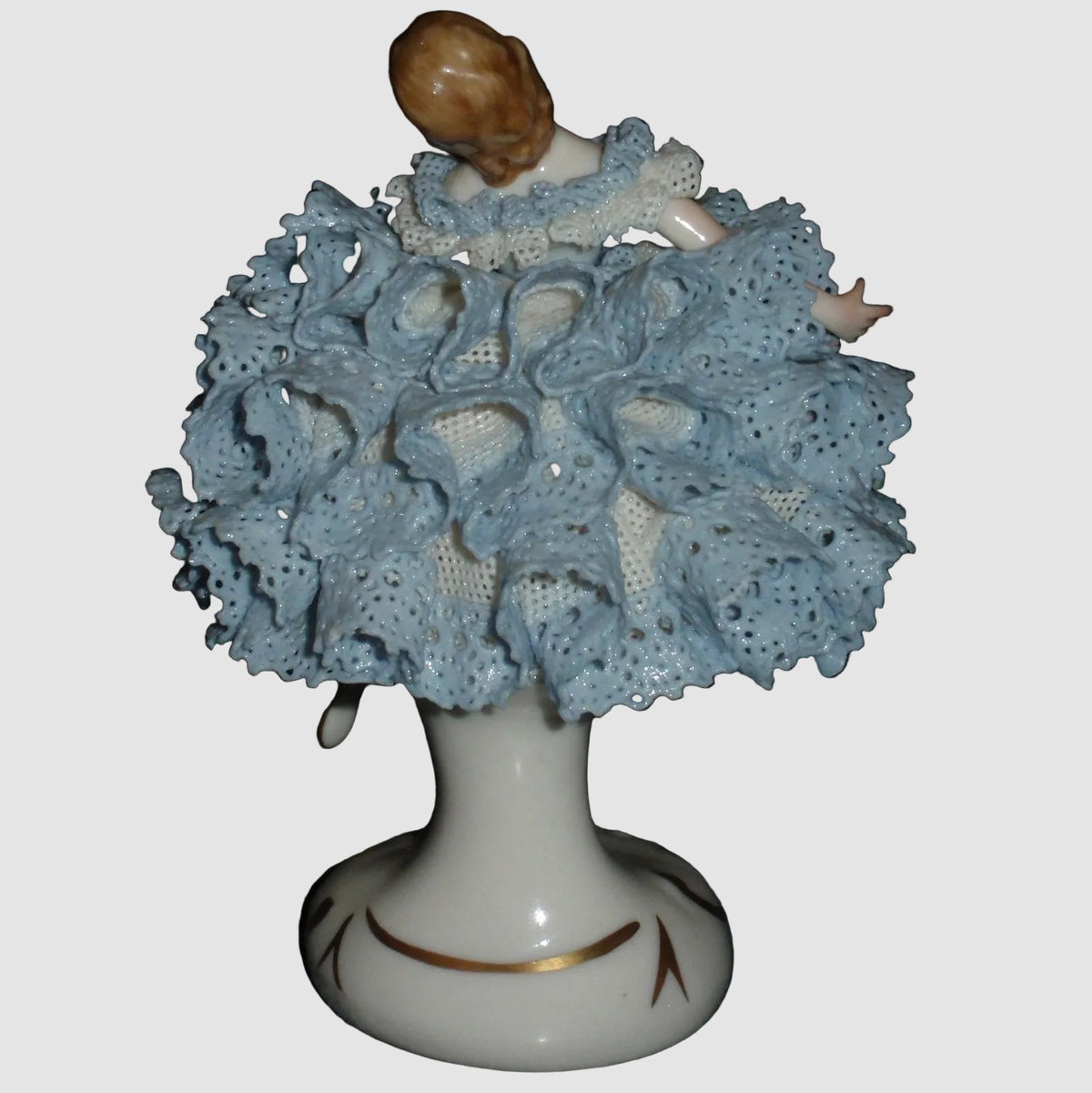 "Lorraine" Irish Dresden Porcelain Lace Ballerina Dancer Figurine (Blue Dress - 4")