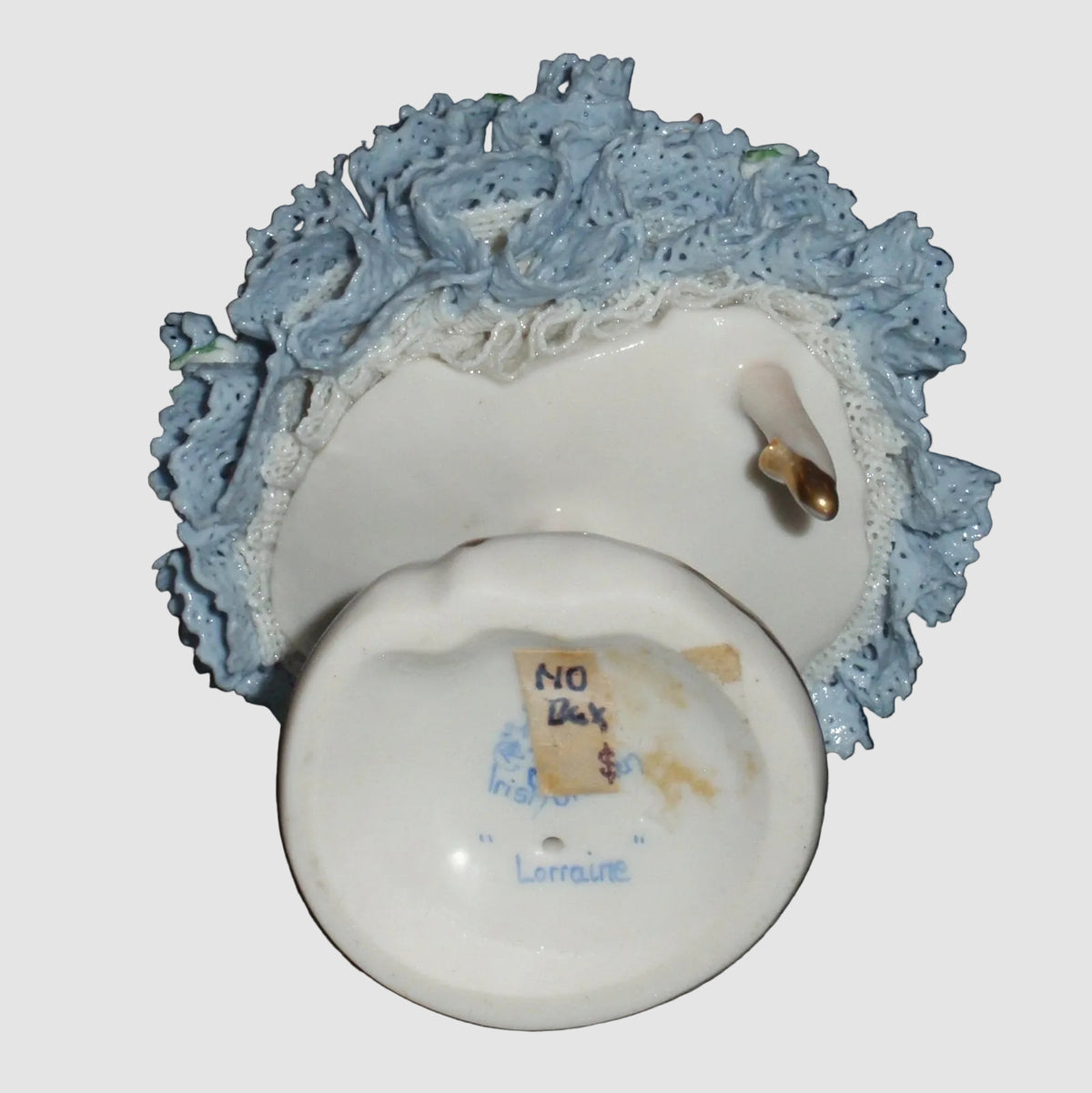 "Lorraine" Irish Dresden Porcelain Lace Ballerina Dancer Figurine (Blue Dress - 4")