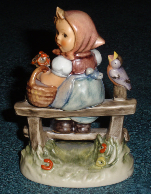 Goebel Hummel 426 3/0 Pay Attention Girl on Fence with Bird Figurine