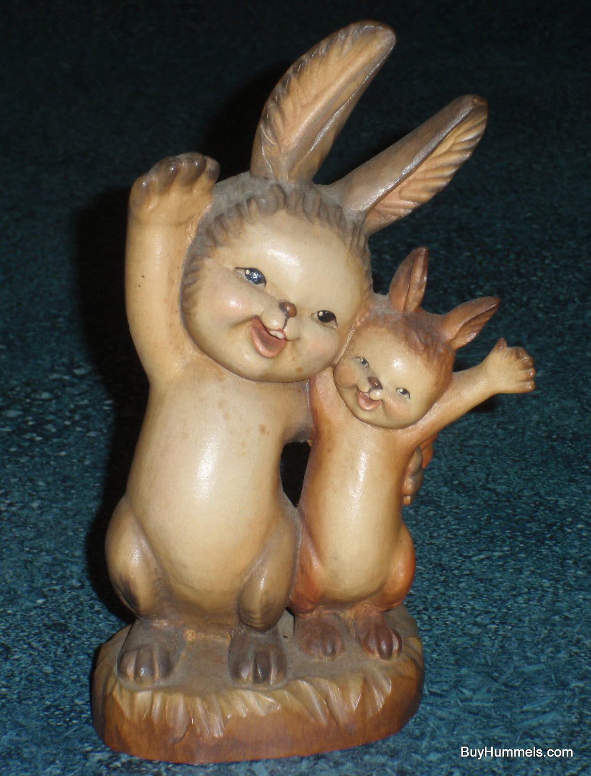 6" Anri Ferrandiz Carved Wood "Greetings" Rabbit & Squirrel Figurine - GIFT!