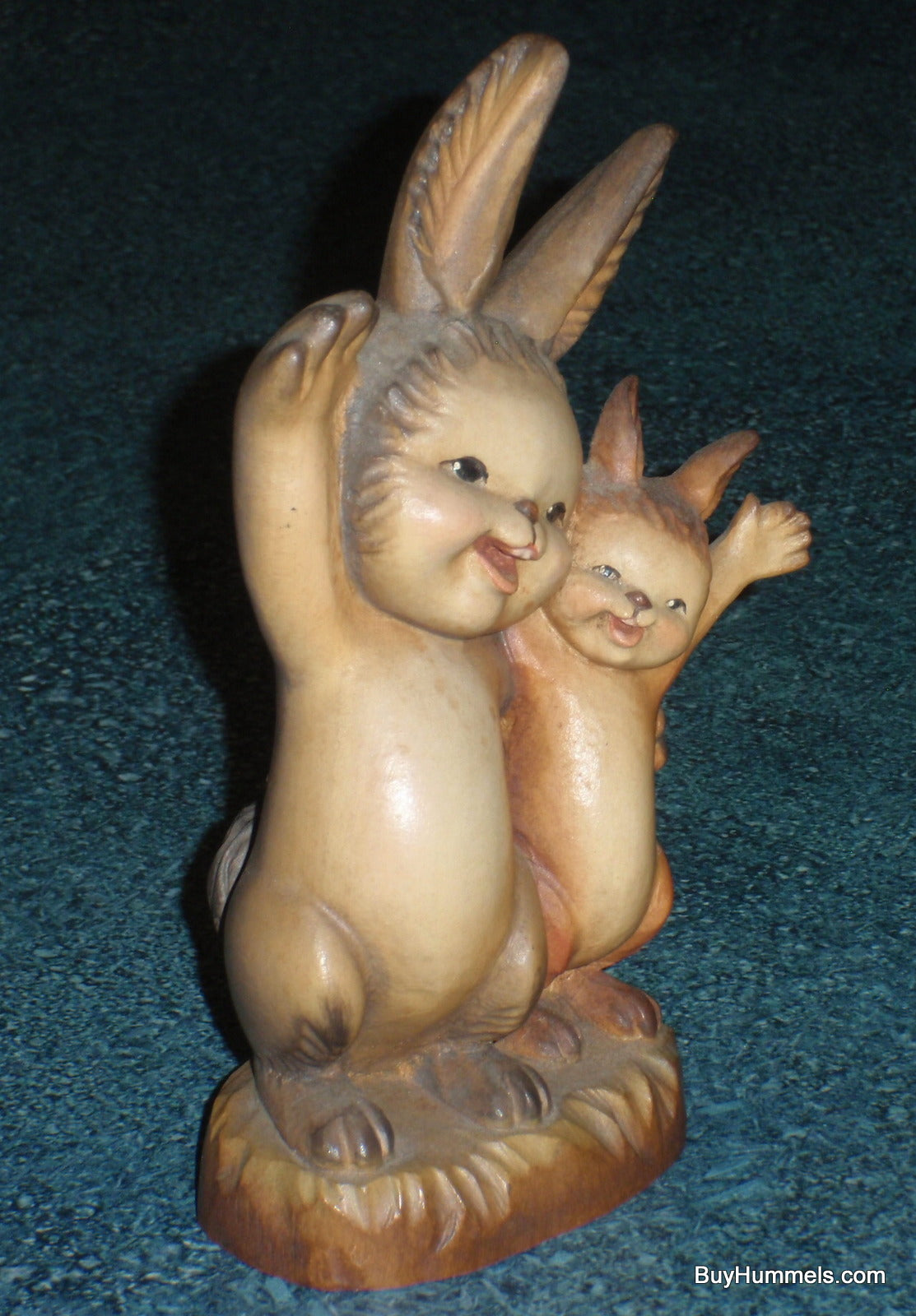 6" Anri Ferrandiz Carved Wood "Greetings" Rabbit & Squirrel Figurine - GIFT!