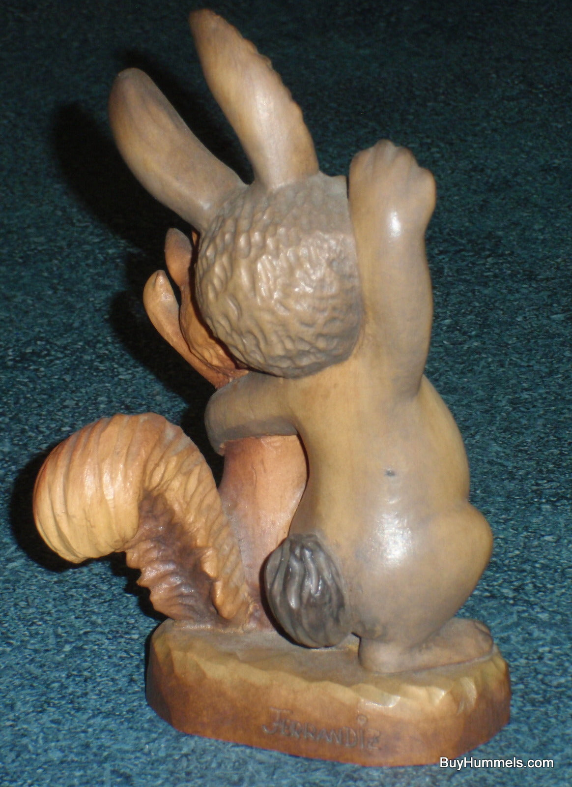 6" Anri Ferrandiz Carved Wood "Greetings" Rabbit & Squirrel Figurine - GIFT!