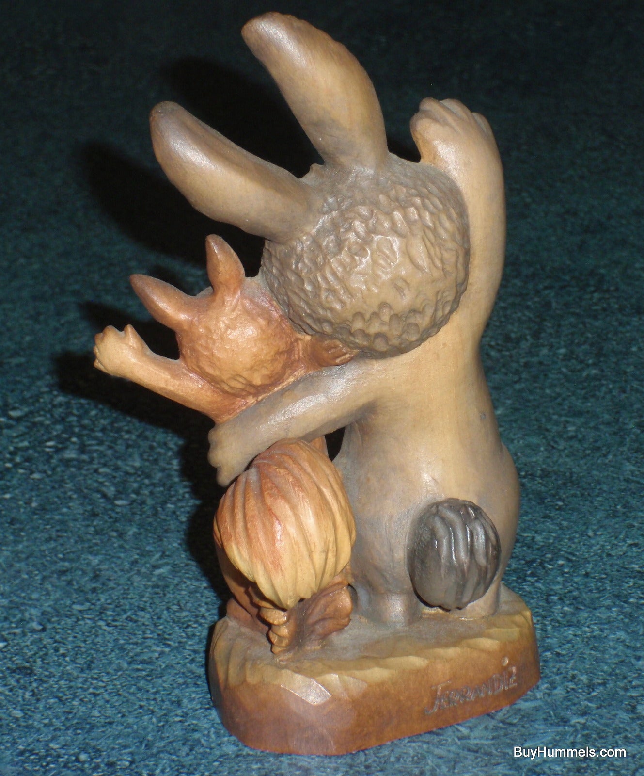 6" Anri Ferrandiz Carved Wood "Greetings" Rabbit & Squirrel Figurine - GIFT!