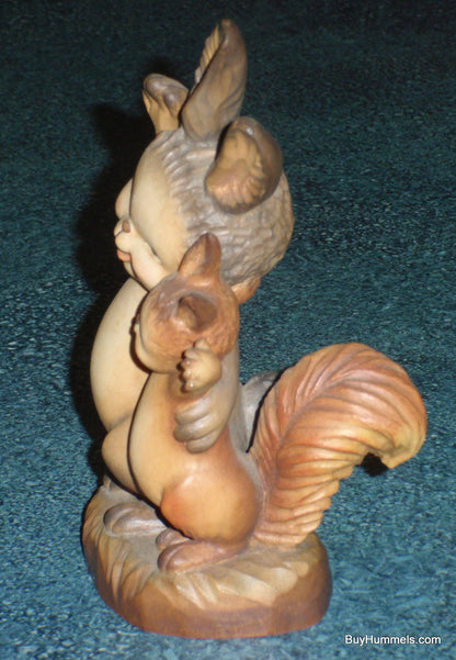 6" Anri Ferrandiz Carved Wood "Greetings" Rabbit & Squirrel Figurine - GIFT!