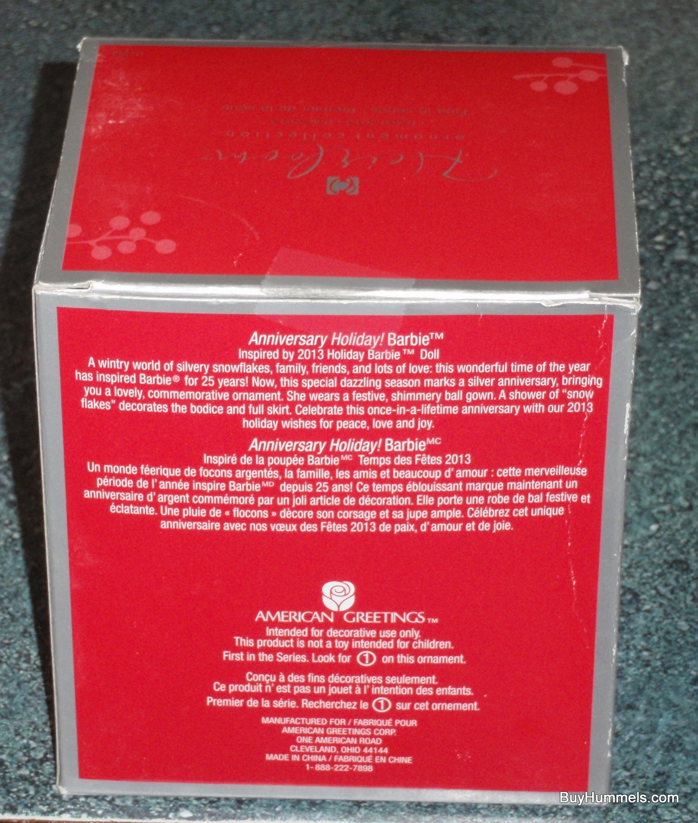 25th Anniversary Ed. Holiday Barbie American Greetings Christmas Ornament 2013