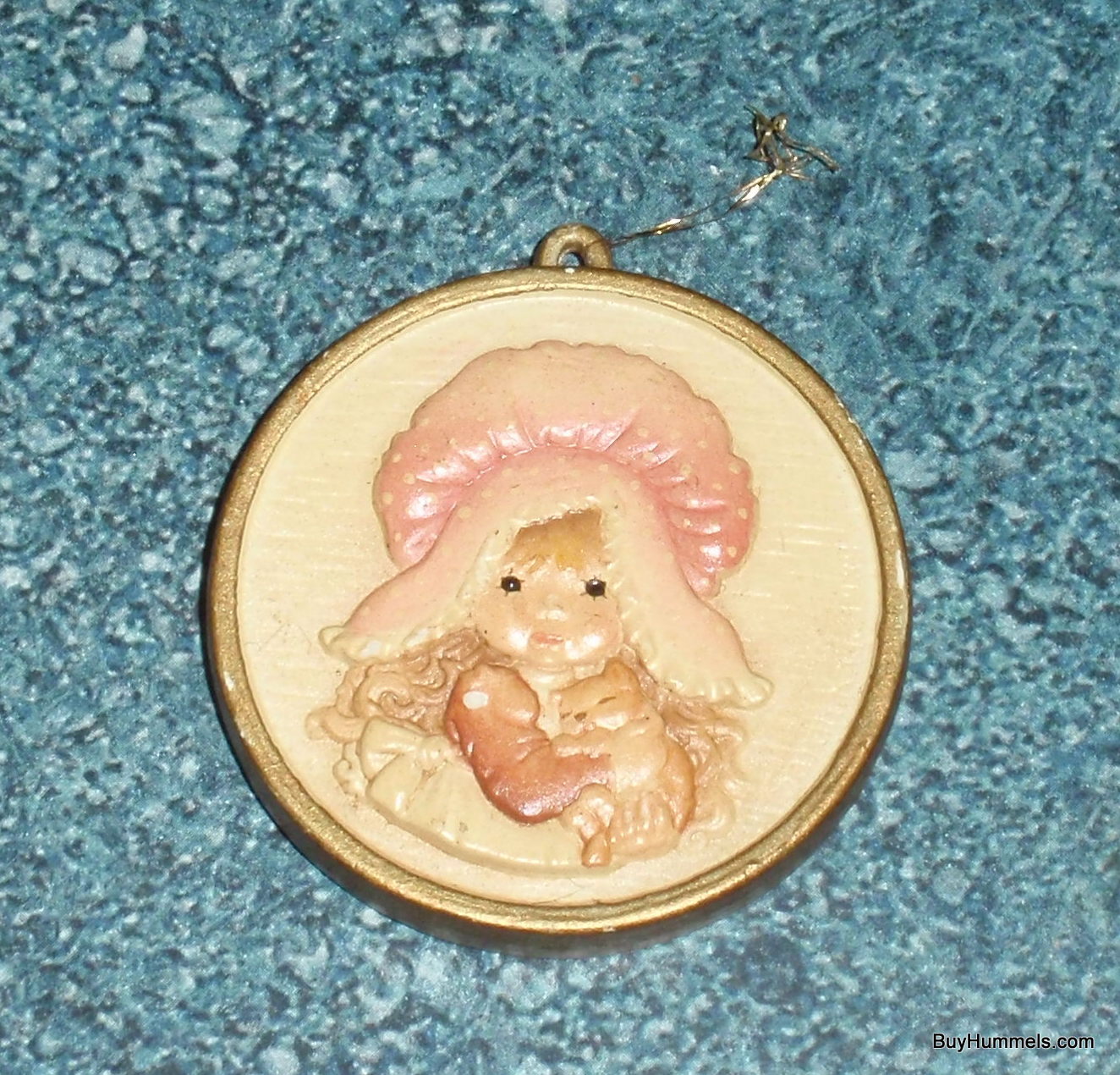 ANRI Sarah Kay "Waiting For Mother" - Little Girl With Kitten - Round Pendant Christmas Ornament / Gift!
