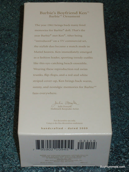 "Barbie's Boyfriend Ken" Hallmark Christmas Ornament With Box From 2009 - GIFT!