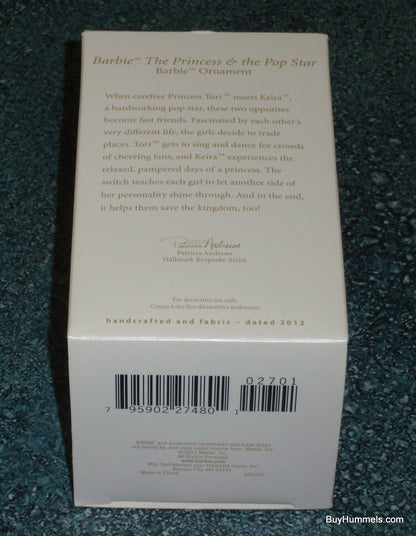 Hallmark Keepsake Barbie The Princess & the Pop Star 2012 Christmas Ornament!