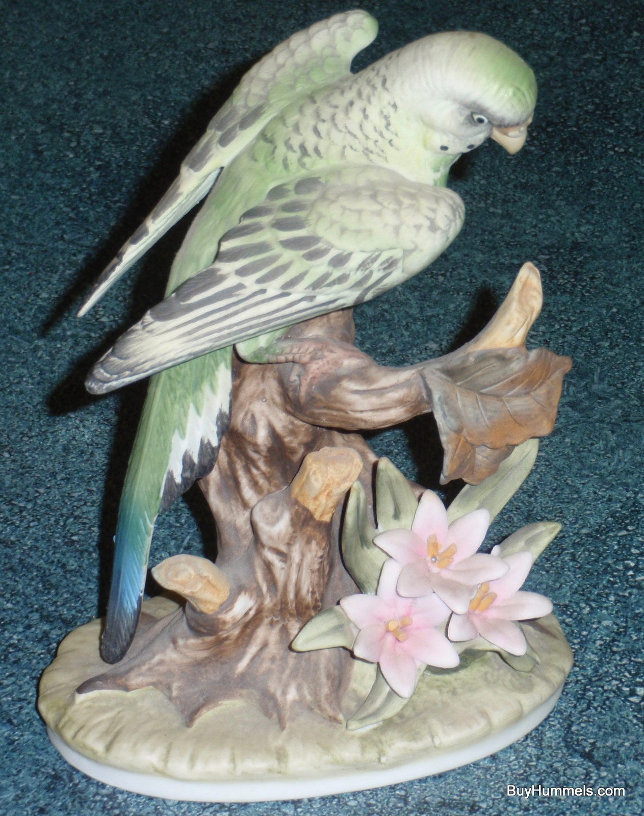 Andrea by Sadek Parakeet Bird With Flowers Collectible Figurine!