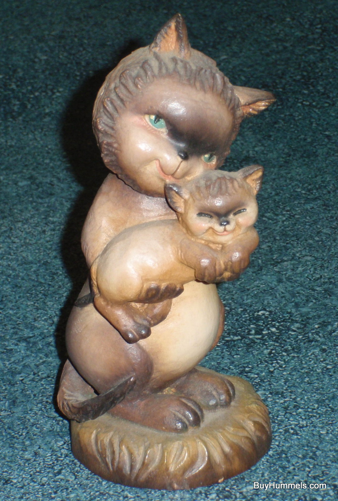 6" Anri Ferrandiz Carved Wood "Tender Moments" Cat Hugging Kitten Figurine GIFT!