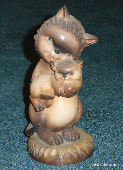 6" Anri Ferrandiz Carved Wood "Tender Moments" Cat Hugging Kitten Figurine GIFT!
