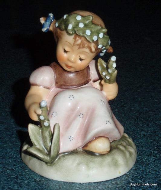 Goebel Hummel Garden Splendor 835 Kneeling Girl in Pink Dress Picking Flowers with Matching Headband Figurine Helmut Fischer