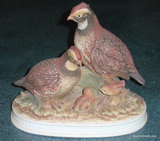 Bob White C-7252 Ceramic Quail Bird Family Figurine!