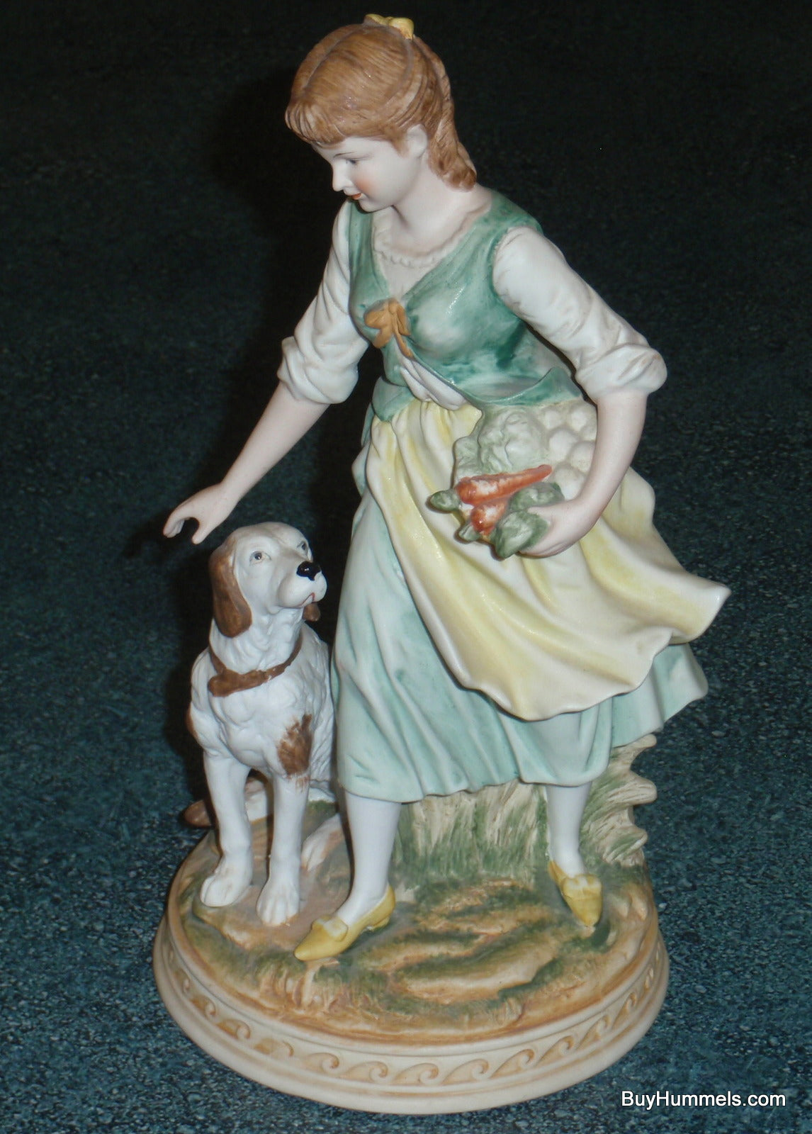 Offers Large bisque lamp base - a girl with a puppy