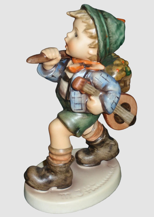 Goebel Hummel The Run-A-Way Figurine 327 Der Ausreisser Arthur Moeller Boy Knapsack Guitar Vintage Germany Porcelain