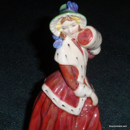 "Christmas Morn" Royal Doulton Figurine HN1992 - Lady in Red Coat (7")