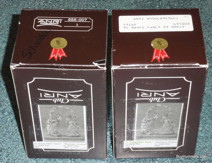 Anri Sarah Kay "Romantic Notions" and Young Man's Fancy" Figurines With Rosegate