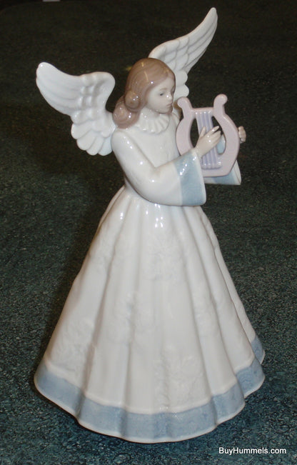 "Heavenly Harpist" Lladro Tree Topper Figurine #5830 - Angel with Harp
