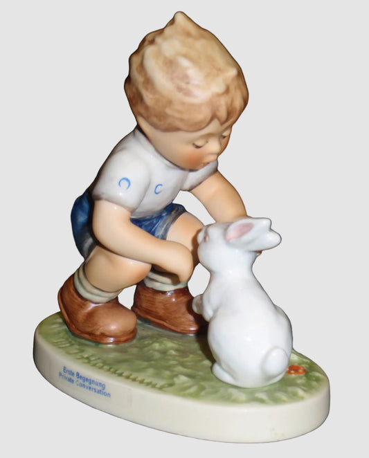 "Private Conversation" Goebel Hummel Figurine #651 Boy Talking With Bunny - EASTER GIFT!