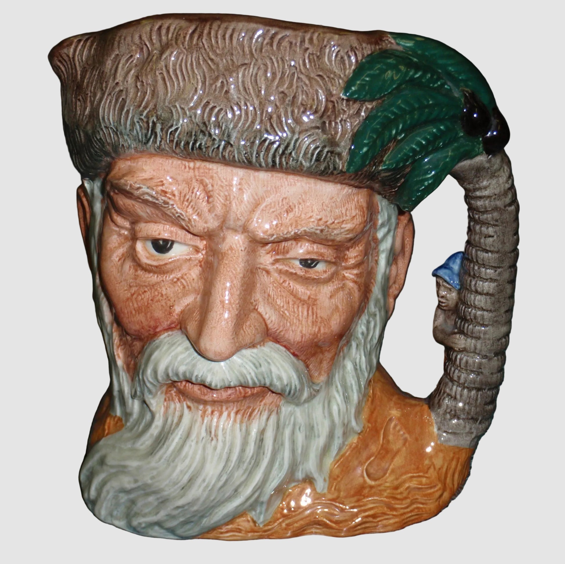Robinson Crusoe Royal Doulton Character Jug D6532 Large Version with Palm Tree Handle