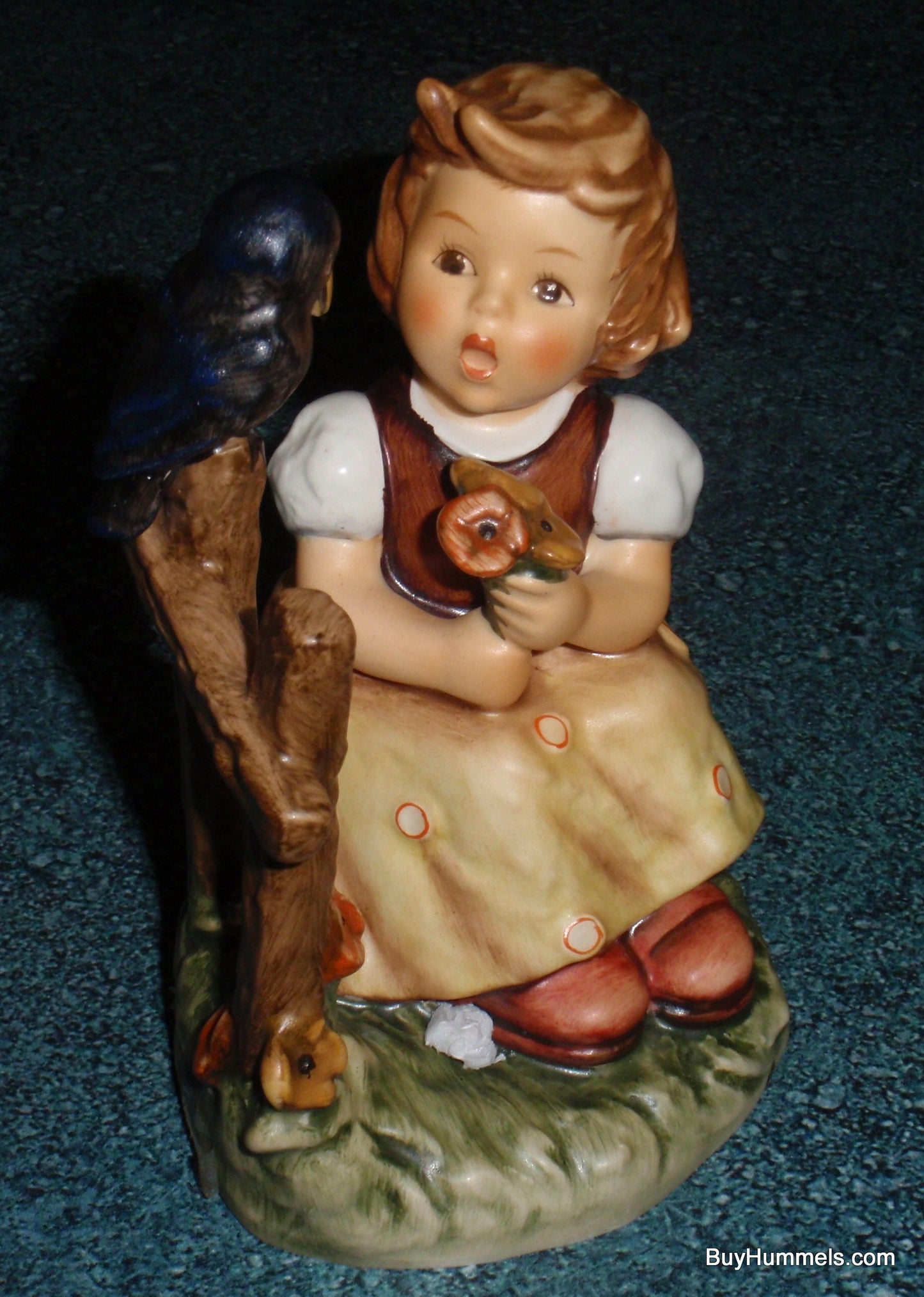 Goebel Hummel Figurine "Sing With Me" #405 - Girl Singing With Black Bird