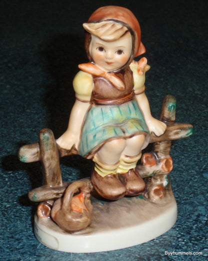 "Just Resting" Goebel Hummel Figurine #112 3/0 - Little Girl On Fence