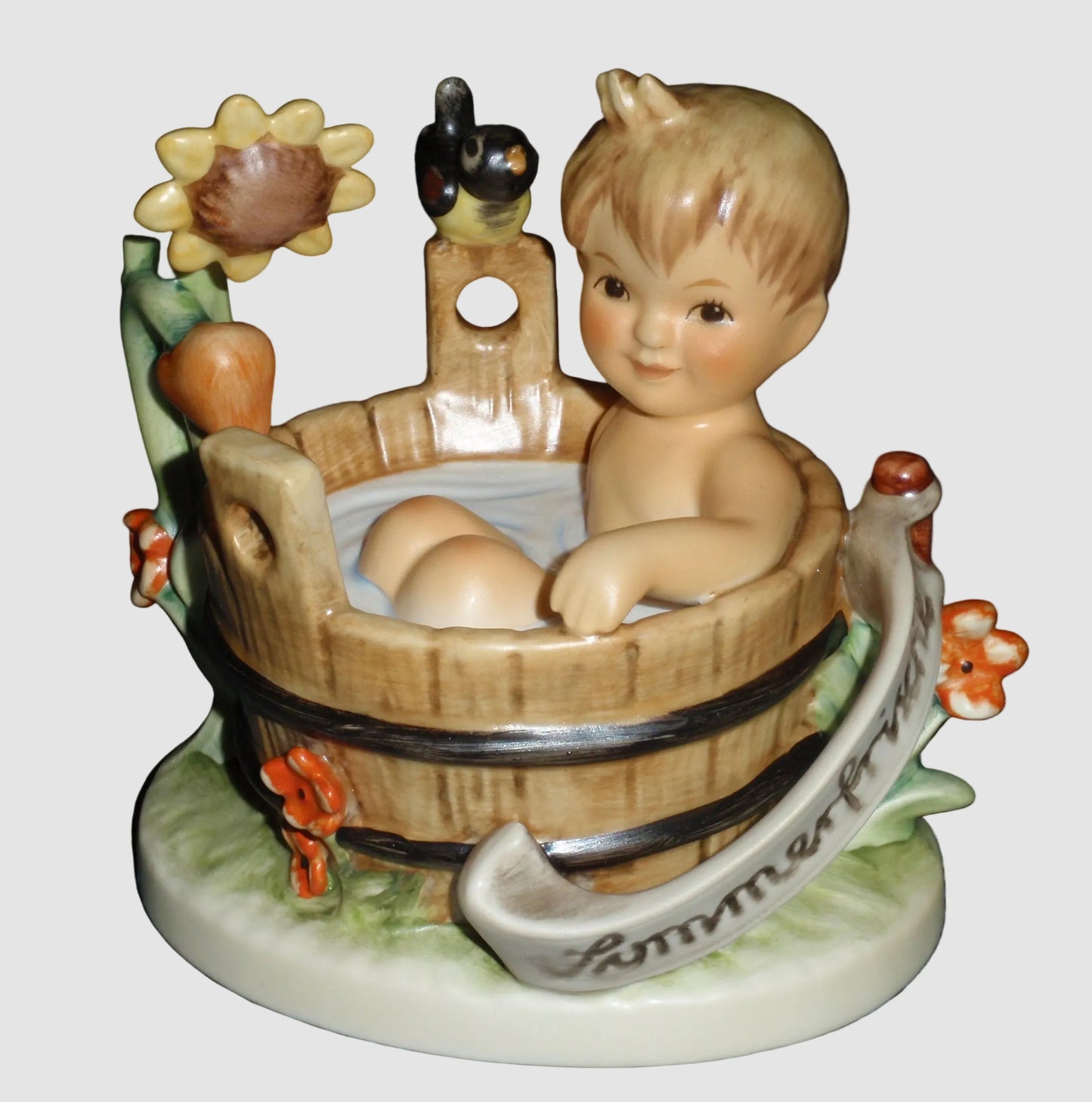Goebel Hummel 316 Relaxation Boy Bath Wooden Tub 25 Year Club Exclusive TMK8