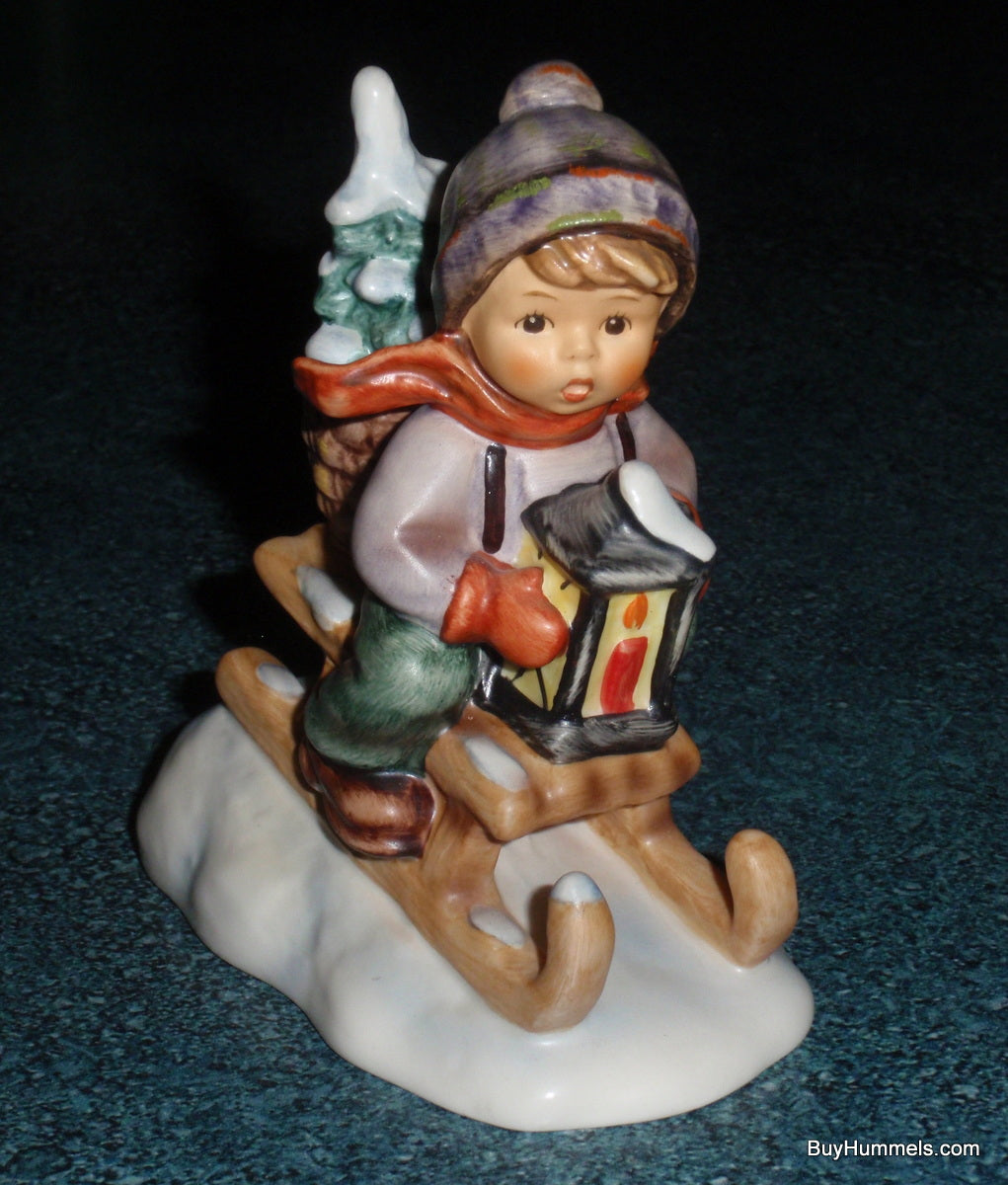 "Ride Into Christmas" Goebel Hummel Figurine #396 2/0 - Little Boy Sledding With Christmas Tree!