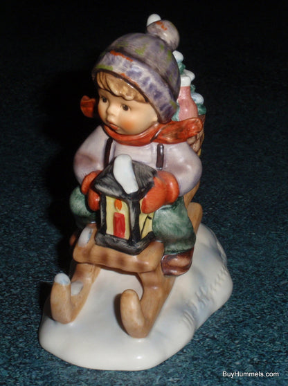 "Ride Into Christmas" Goebel Hummel Figurine #396 2/0 - Little Boy Sledding With Christmas Tree!