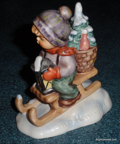 "Ride Into Christmas" Goebel Hummel Figurine #396 2/0 - Little Boy Sledding With Christmas Tree!