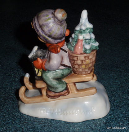 "Ride Into Christmas" Goebel Hummel Figurine #396 2/0 - Little Boy Sledding With Christmas Tree!