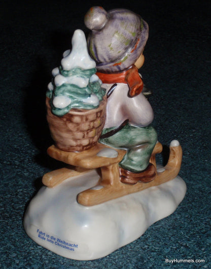 "Ride Into Christmas" Goebel Hummel Figurine #396 2/0 - Little Boy Sledding With Christmas Tree!