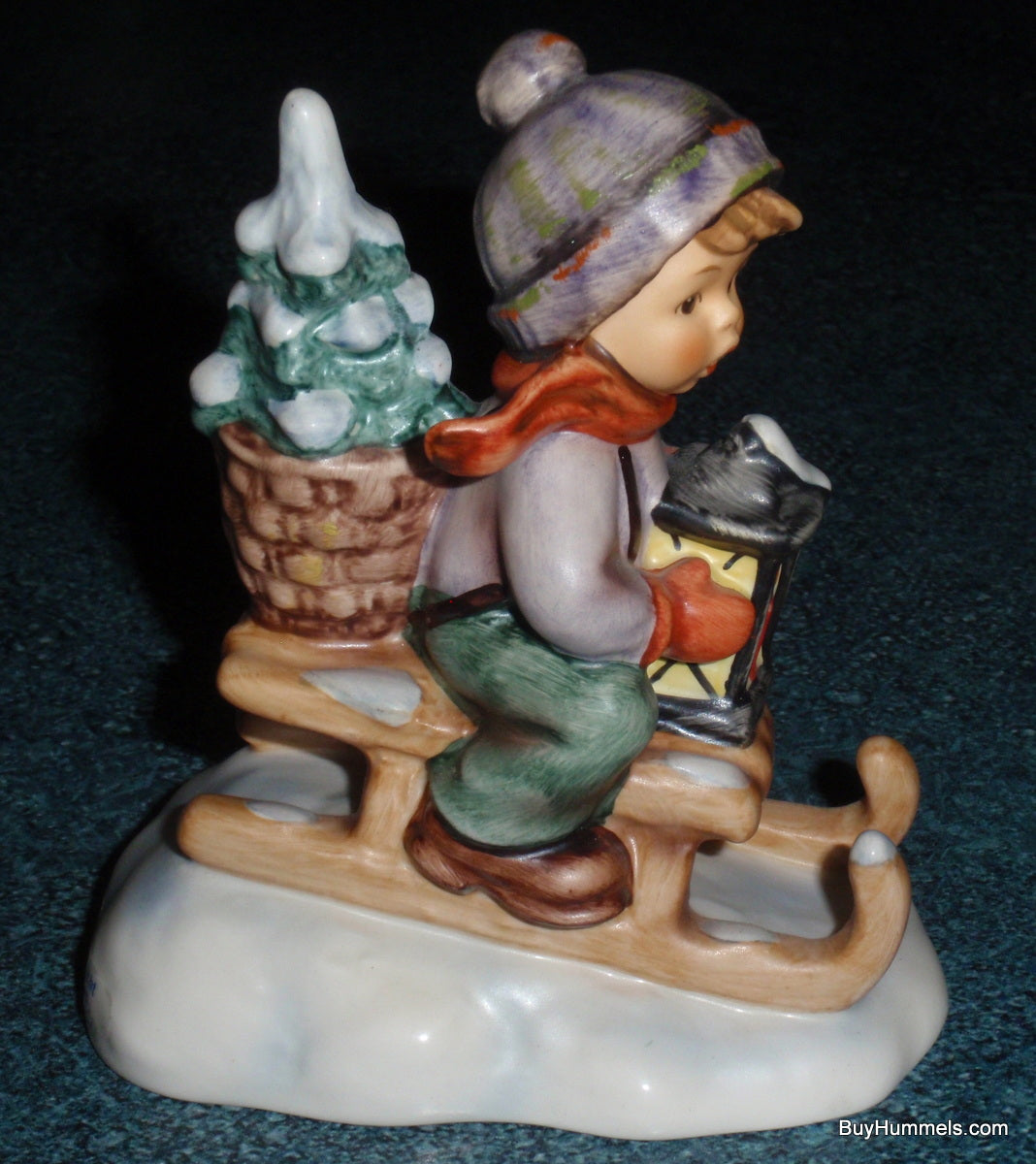 "Ride Into Christmas" Goebel Hummel Figurine #396 2/0 - Little Boy Sledding With Christmas Tree!