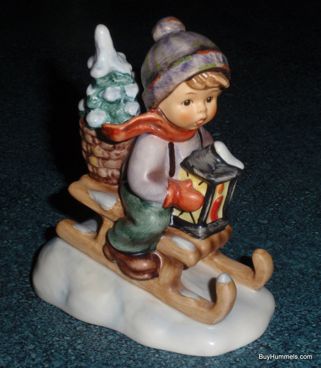 "Ride Into Christmas" Goebel Hummel Figurine #396 2/0 - Little Boy Sledding With Christmas Tree!