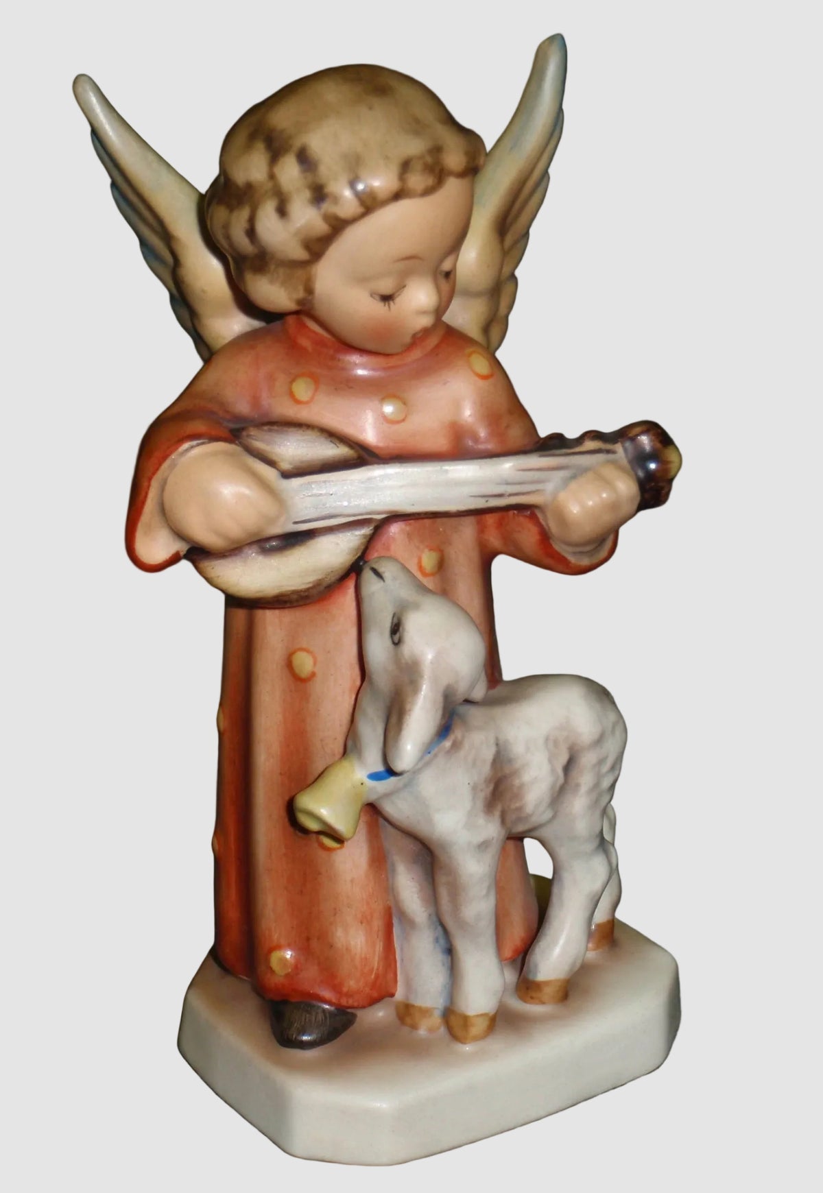 Goebel Hummel Angel Serenade With Lamb Figurine 83 Psalmist Reinhold Unger Incised Crown TMK1 Full Bee Vintage Germany Porcelain