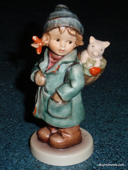 Goebel Hummel 2235 Lucky Friend Girl with Piglet in Basket Figurine
