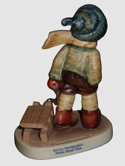 "Winter Sleigh Ride" Goebel Hummel Figurine #2047 - Wooden Sled (4")