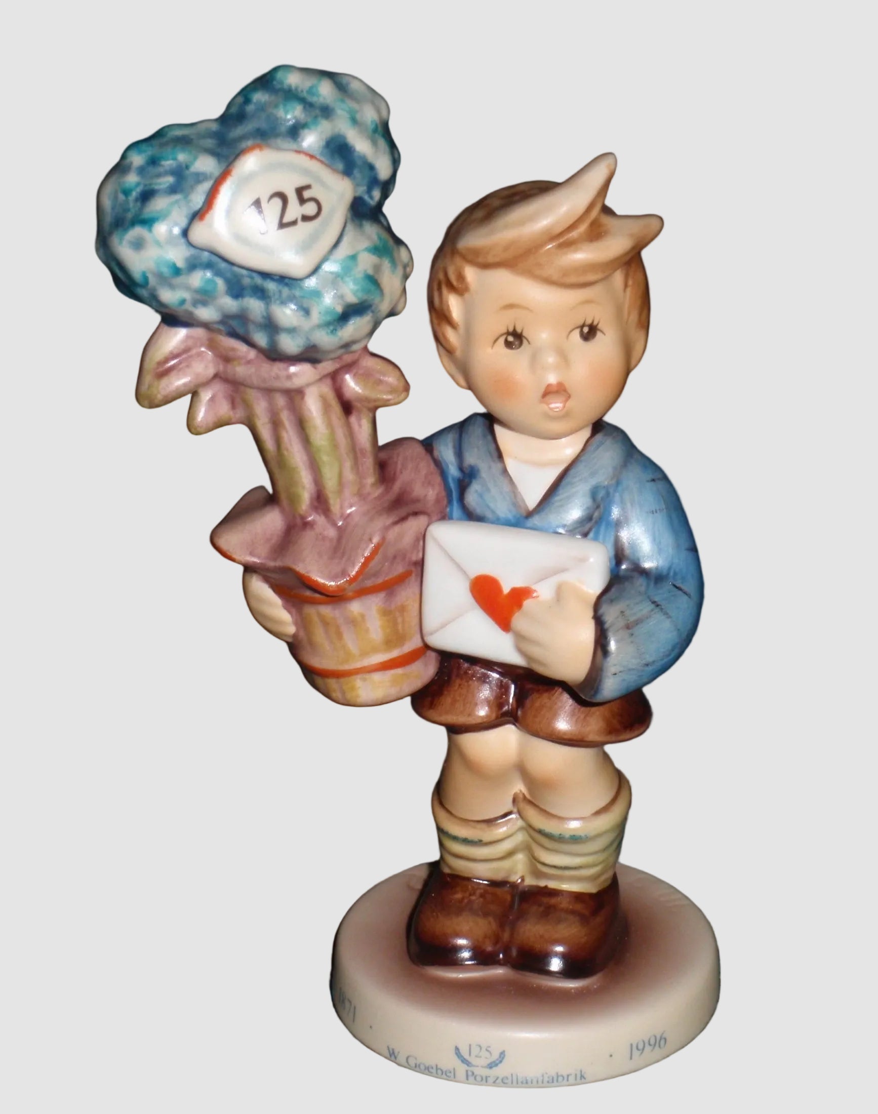 Goebel Hummel "Good News" Figurine #539 TMK7 Boy with Letter and Flowers 4.5 inch Excellent Condition