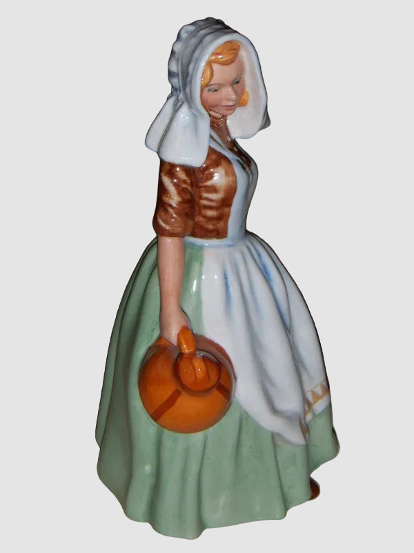 Royal Doulton The Milkmaid Figurine HN 2057 Leslie Harradine Series Lady Bonnet Milk Jug Vintage England Porcelain Glossy Finish