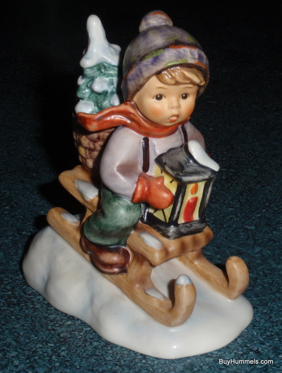 "Ride Into Christmas" Goebel Hummel Figurine #396 2/0 - Little Boy Sledding With Christmas Tree!