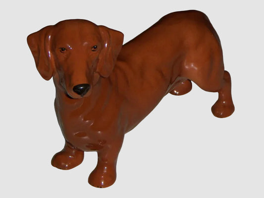 Royal Doulton Dachshund Dog Figurine HN 1140 Frederick Daws Medium Furry Friends Tan Coat Vintage England Porcelain Bone China