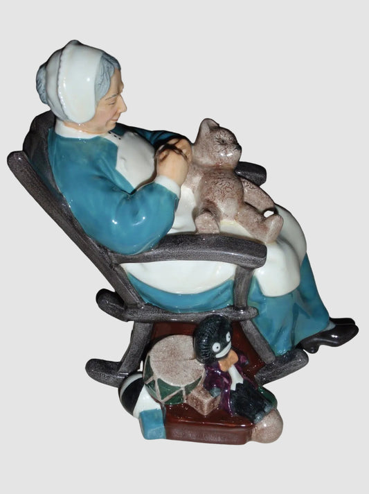 Royal Doulton Nanny Figurine HN2221 Grandmother Chair Teddy Bear Vintage England