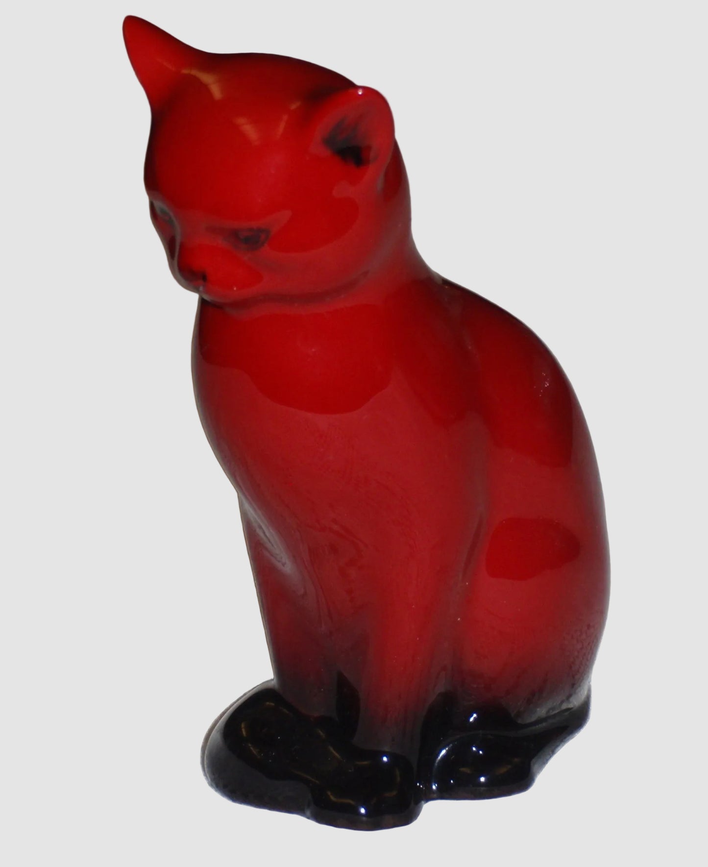 "Seated Cat" Royal Doulton Flambé Figurine - Red Glaze (5")