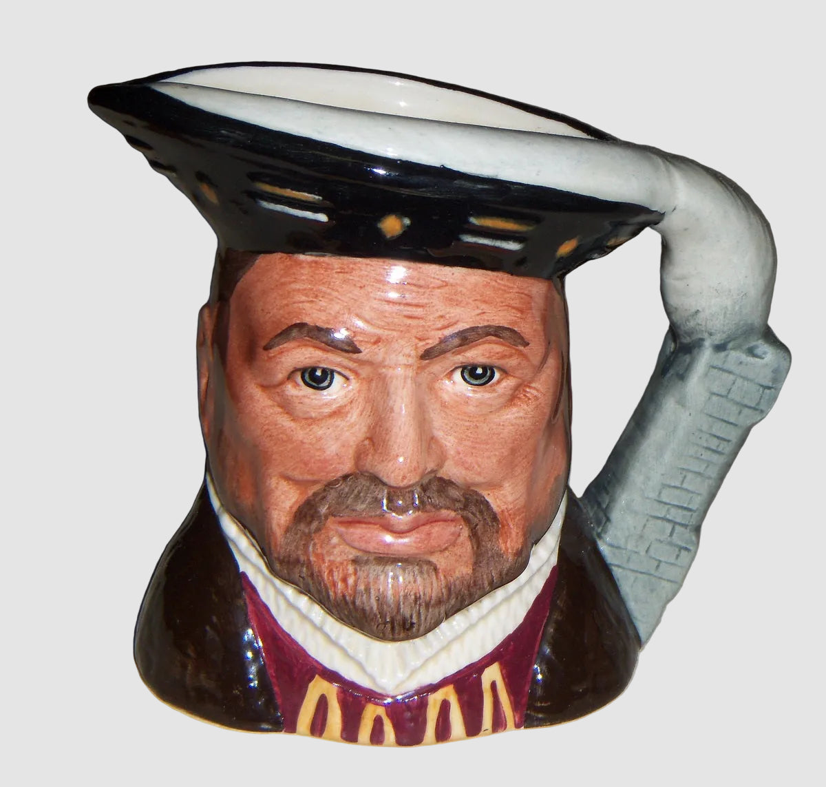 Royal Doulton Henry VIII Character Jug D6647 Medium Eric Griffiths Royalty Series Toby Mug Pitcher Castle Vintage England Porcelain Glossy Finish