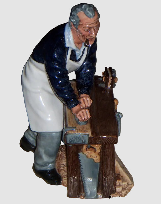 Royal Doulton The Carpenter Figurine HN 2678 Old Man Workbench Tools Woodworker Douglas V Tootle Vintage England