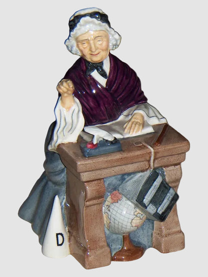 Royal Doulton Schoolmarm Figurine HN 2223 Margaret Davies Teacher Desk Globe Dunce Cap Vintage England Porcelain Bone China